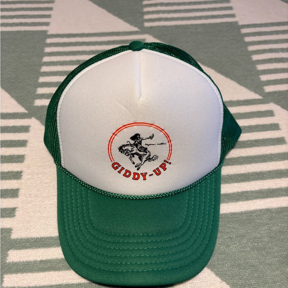 Green and White Giddy-Up Trucker Hat